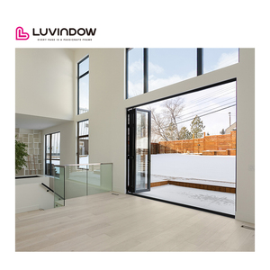 Luvindow fabbrica personalizzato Frameless Bi-fold muro divisorio in vetro panoramico interno porta scorrevole a fisarmonica pieghevole su misura - Product Image 1