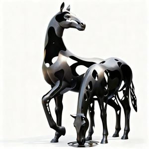 Arte Moderno de Dos Caballos en Acero Inoxidable con Diseño Hueco para Vestíbulo de Hotel, Espacio Comercial, Tamaño Personalizado - Product Image 3