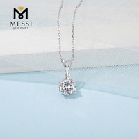 Ensemble de bijoux Messi, boucles d'oreilles, collier et bague en argent avec moissanite de 1 carat, flocon de neige, argent sterling 925, ensemble de bijoux de mariée