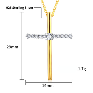 Yilun mạ vàng xỉn miễn phí Chéo Mặt Dây chuyền vòng cổ Cubic Zirconia 925 Sterling bạc chéo vòng cổ - Product Image 5