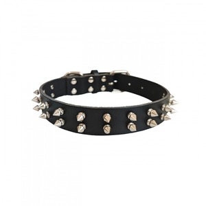 Collar de <span class=keywords><strong>perro</strong></span> de cuero con tachuelas hecho a mano |   Equipo Táctico Anti-Mordidas para Mascotas |   Collar para <span class=keywords><strong>Perro</strong></span> Grande de Cuero Vacuno de Grano Completo |   Fábrica Confiable - Product Image 4