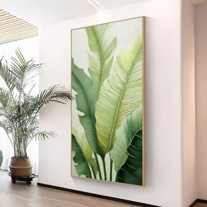Hand Painted Oil <b>Painting</b> Banana Leaf Art 3D Visual Effect Wall Hanging <b>For</b> Living Room Entryway Decor With <b>Frame</b> - Product Image 3