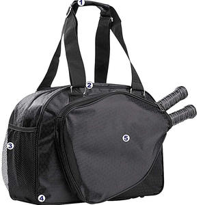 Bolsa de Raqueta Peak Negra con Patrón Hexagonal, Resistente al Agua, para Tenis, Squash y Deportes de Pelota, Mochila, Bolso de Hombro o Cruzado - Product Image 2