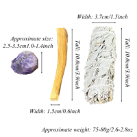 Großhandel 10cm Weißer Salbei Räucherkit Palo Santo Stäbchen mit Natürlichen Rohedelsteinen Heilsteine für Meditation