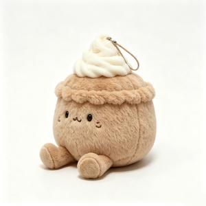 Porte-clés en peluche personnalisé en forme de tasse à café avec motifs latte et crème fouettée, rembourrage en coton PP, breloque unisexe sur le thème d'Halloween - Product Image 2