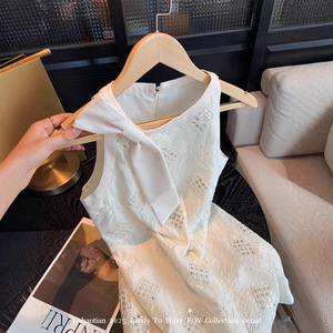 Vishaotian 2025 Vestido de Verano Vintage Blanco sin Mangas, Largo hasta el Suelo, Silueta Lápiz, Estampado Floral, Cuello Halter, Transpirable - Product Image 5