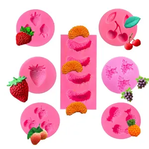 Top Selling 3D Mini Grapes Pineapple Strawberry Silicone Fondant Mold for Cupcake Decorating Raspberry Fruit Shape Silicone Mold