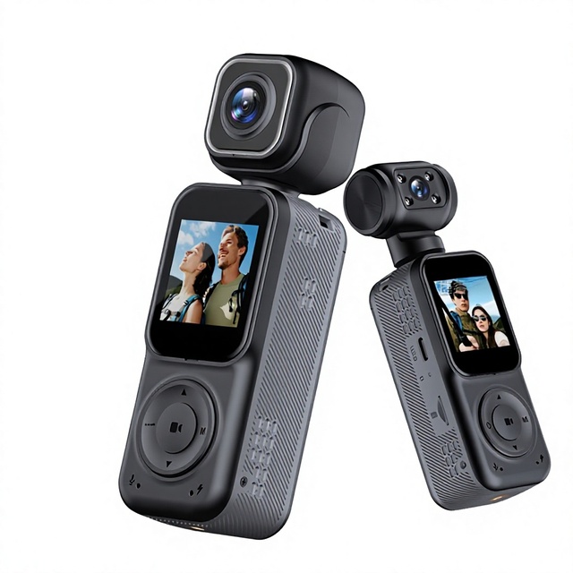 4K HD Handheld Action Camera Outdoor Camcorder with 1.5-inch Screen for Vlogging Cycling Pocket-Sized Built-In Stabilization