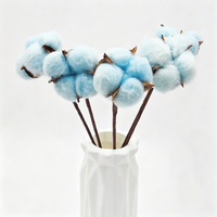 Bouquet de fleurs artificielles colorées à tige unique en coton, fleurs séchées et préservées, pour Noël, décoration de maison et de mariage, vente en gros