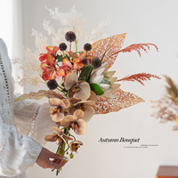 Luxuriöser Handgefertigter Vintage Herbstfarbener Seiden-Kunstblumenstrauß - Hochwertiges Elegantes Herzstück für Wohnzimmer und Esszimmer