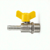 1/2" Male BSPP Thread Brass Gas Shut Off Manual Operated Ball Valve with Hose Nozzle Yellow T Handle for Kitchen Gas System