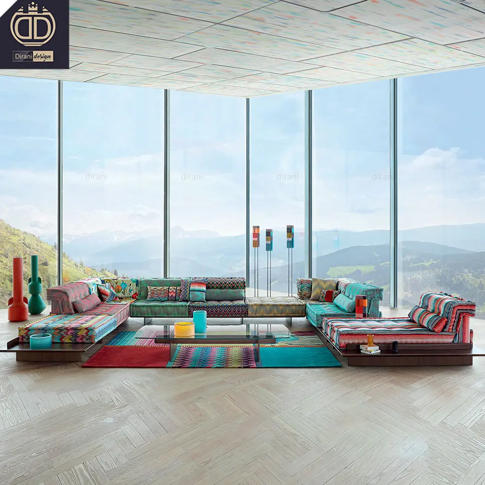 Sofá de sala de estar, sofá de tecido multicolorido e personalizável, canape roche bomadeira divano mah