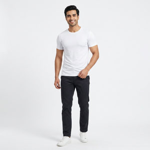 T-shirts en coton 100% blanc uni à col rond avec logo frontal, vente en gros d'usine, prix bas, en vrac - Product Image 4