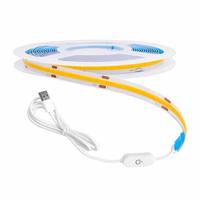 Bande lumineuse LED COB 5V, PCB 8mm, interrupteur tactile USB, auto-adhésive, découpable, éclairage d'ambiance pour mur TV et aménagement paysager, lumière du jour 6000K