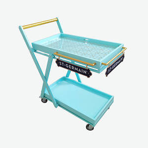 מתכת ועץ יין מחזיקי יין עגלת עגלת מתכת מקרר יין דלי דלי - Product Image 4