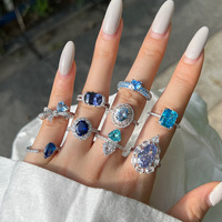 Bagues de mode en argent sterling 925 avec zircone cubique pour femmes, bague halo ovale à taille cœur, bijoux fins en gros pour cadeau de fête