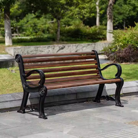 Banc de jardin extérieur avec dossier en métal et assise en composite bois-plastique, idéal pour les espaces publics et résidentiels, vente en gros