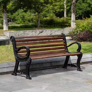 Banco de Parque Tradicional em Madeira Sólida Ecológica com Estrutura Metálica para Pátio e Jardim - Product Image 6