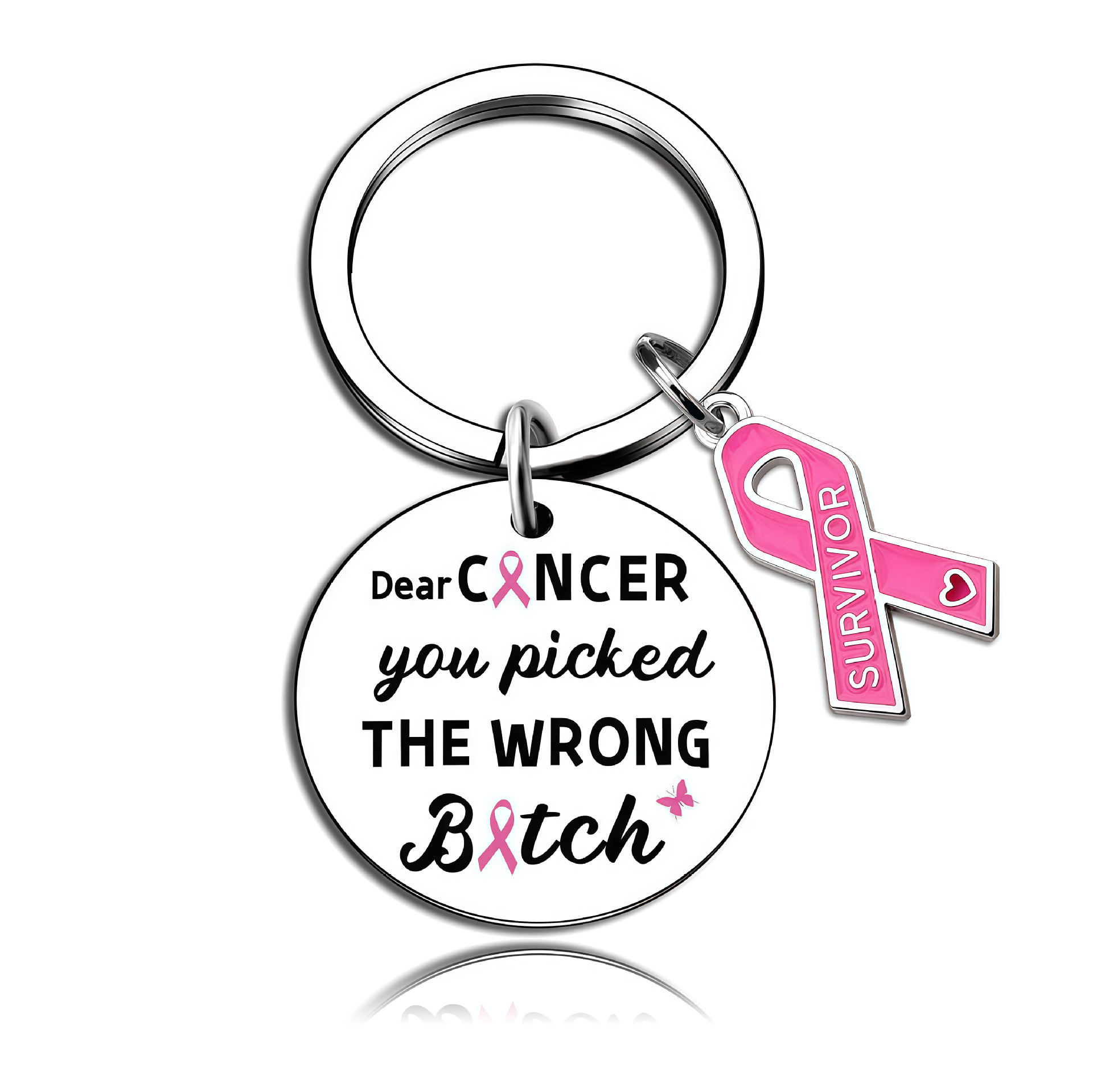 Steel-colored round keychain -1