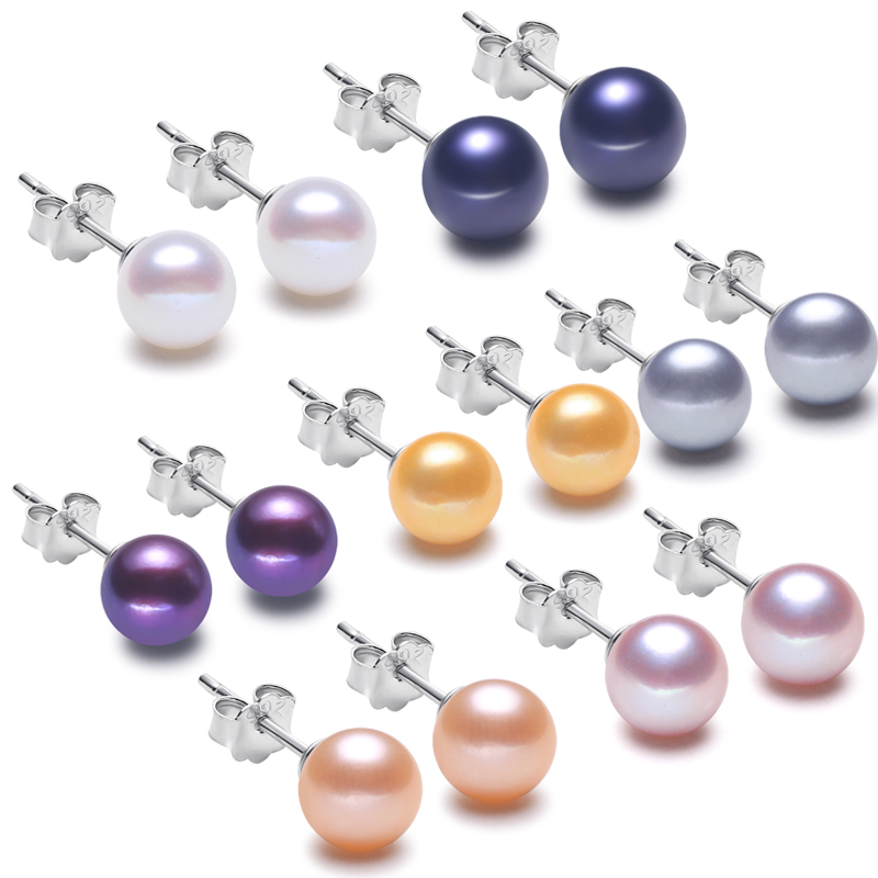 925 Sterling Silber Ohrringe Fancy Real Freshwater Pearl Ohr stecker Multi color