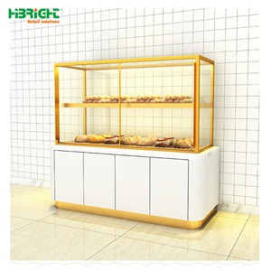 Vitrina Exhibidora de Panadería Moderna y Lujosa con Marco Dorado, Puertas de Vidrio y Base de Almacenamiento para Supermercados y Tiendas de Comestibles - Product Image 5