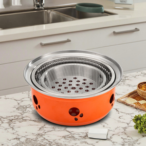 Chaud coréen en acier inoxydable Portable brûleur unique BBQ four intérieur charbon de bois gril Base <span class=keywords><strong>Support</strong></span> sans fumée métal <span class=keywords><strong>Barbecue</strong></span> - Product Image 1