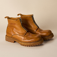 Bottes Martin sur mesure OEM à fermeture éclair, rehaussantes, en cuir de cheval vieilli de qualité supérieure, style rétro, bottines à semelle en cuir
