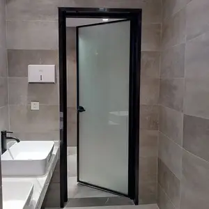 Rangka Aluminium Pintu Keamanan Engsel Kaca Ekonomis Bingkai Aluminium Kaca Berayun Kedap Suara Interior Modern untuk Kantor Dapur Toilet