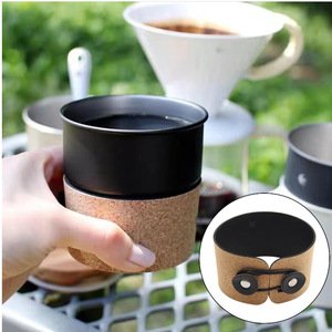 มีสินค้าในสต็อก: ปลอกแก้วกาแฟหนังลายไม้, ที่จับแก้วกาแฟสแตนเลสสำหรับแคมป์ปิ้ง, ป้องกันความร้อนและป้องกันการลวก - Product Image 2