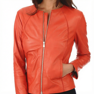 Women's Genuine <b>Cow</b> Leather Racing Jacket High Quality Fashion Motorcycle Biker Jacket Custom OEM Manufacturer - Product Image 1