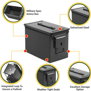 Khắc Laser Không Thấm Nước Kín M2a1 M2a2 50cal 9Mm Container Có Thể Khóa Đạn Đạn Hộp Với Flip Top - Product Image 2