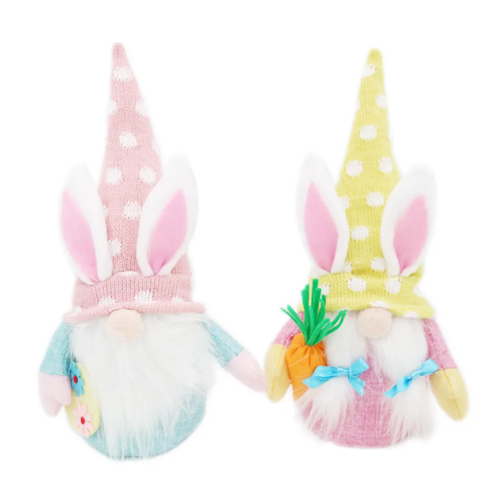 Easter Bunny Plush Toy Cute Rabbit Dwarf Decoration for Party Garden Fabric Cotton Felt in Shape Gnomes Numbers Eggs Free Sample