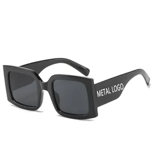 Óculos de sol de armação grande unissex, óculos de sol retrô, grande, lente quadrada, unissex, de luxo, personalizado, com logotipo, ac uv400