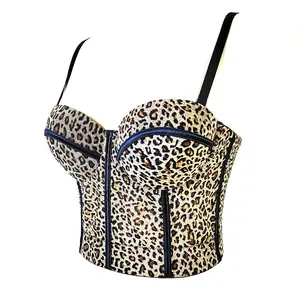 Euro Us Anti-Rutsch-verstellbare Träger Cropped Girls Tunika Short Tube Sexy Frauen Damen Animal Printed Leopard Bustier Korsett Top