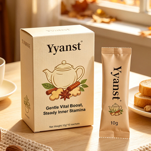 Café Herbal Énergisant au Gingembre et Cannelle Épicés Chauds 10g*10 Sachets Boîte en Papier Kraft Pour la Maison, les Voyages, et le Soin Quotidien de l'Énergie OEM Priva - Product Image 2