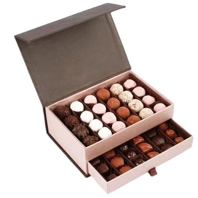 Partager Boîtes vides en papier de luxe avec impression personnalisée Boîte cadeau Boîte d'emballage de chocolat pour chocolat Produit non compressé