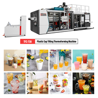 Cangkir plastik sekali pakai transparan cetakan dimiringkan otomatis penuh mesin pembuat kecil PET/PP/PS/PVC/pinggul bahan Thermoforming
