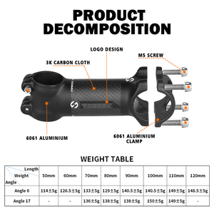 <span class=keywords><strong>TOSEEK</strong></span> - Taladro de Bicicleta de Carretera de Aluminio Negro Mate, Taladro Corto de 31.8mm, Compatible con Bicicletas de Montaña, Alta Resistencia, Peso Ligero, 40mm de Altura - Product Image 2