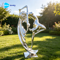 Sculpture de danseuse en acier inoxydable poli, décorative et créative, style nordique, modèle pour jardins extérieurs, art