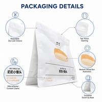 Sachet alimentaire refermable pour boulangerie, pain au lait, personnalisé avec impression numérique, pochette d'emballage verticale avec fermeture éclair