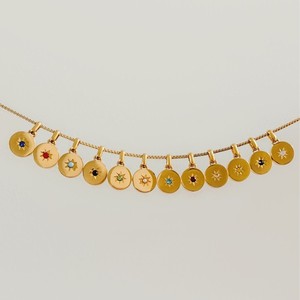 Pendentif <span class=keywords><strong>en</strong></span> zircon <span class=keywords><strong>soleil</strong></span> de <span class=keywords><strong>décembre</strong></span>, acier inoxydable rond, DIY12, petit pendentif, couleur or 18 carats, collier de préservation de la couleur, bijoux - Product Image 1