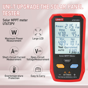 UNI-T UT673PV Gamme de mesure 5W~800W Testeur numérique MPPT pour panneaux solaires, multi-testeur mesurable Pmax/<span class=keywords><strong>Vmp</strong></span>/Imp/Voc/Isc - Product Image 3