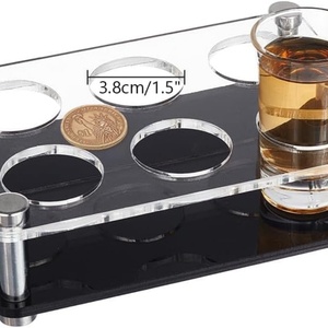 Custom Acrylic Bottle Service Tray with Shot Glasses Holder Wine Glass Display <b>Stand</b> Customized Color & Size Made in America - Product Image 5