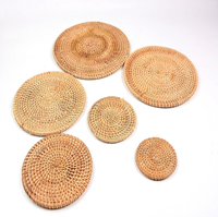 Sous-verre en rotin naturel tissé à la main, écologique, moderne, multi-tailles, isolant thermique, pour table, café, thé, commande minimum 2