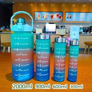 Botellas de agua de calabaza al por mayor, kit 4 en 1, botella de agua de plástico negra con degradado, botella de agua motivacional 4 en 1, juego de botellas de agua 4 en 1 - Product Image 4