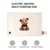 Almohadilla Térmica USB Portátil de Felpa con Diseño de Oso, Apagado Automático, para Cintura, Hombros, Cuerpo, Hogar, Oficina, Alivio Corporal