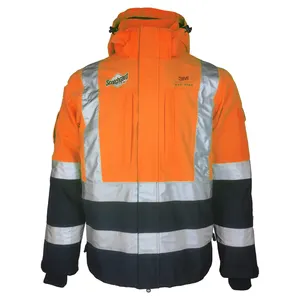 Jaket Keselamatan Reflektif 3 In 1, Jaket Keselamatan Reflektif 3 In 1, Jaket Parka Dua Warna Panas Hi Vis Oxford Tahan Air 3M Kustom