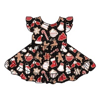 Robe de Noël pour filles, robe de fête pour fillette en fibre de bambou à manches volantées, logo personnalisé, taille, couleur et motif pour enfants