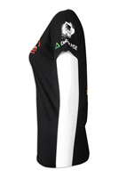 Camiseta Deportiva Informal de Poliéster para Mujer, Cuello en V, Transpirable, de Alta Calidad, con Logotipo Estampado, Manga Corta, Negra, IGift OEM