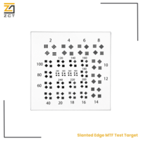 Cible de test MTF à bord incliné, chrome sur verre, avec motif de bord à 5 degrés, bord chromé net et zone active personnalisée